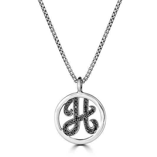 Black Diamond Monogram Initial Pendant Necklace