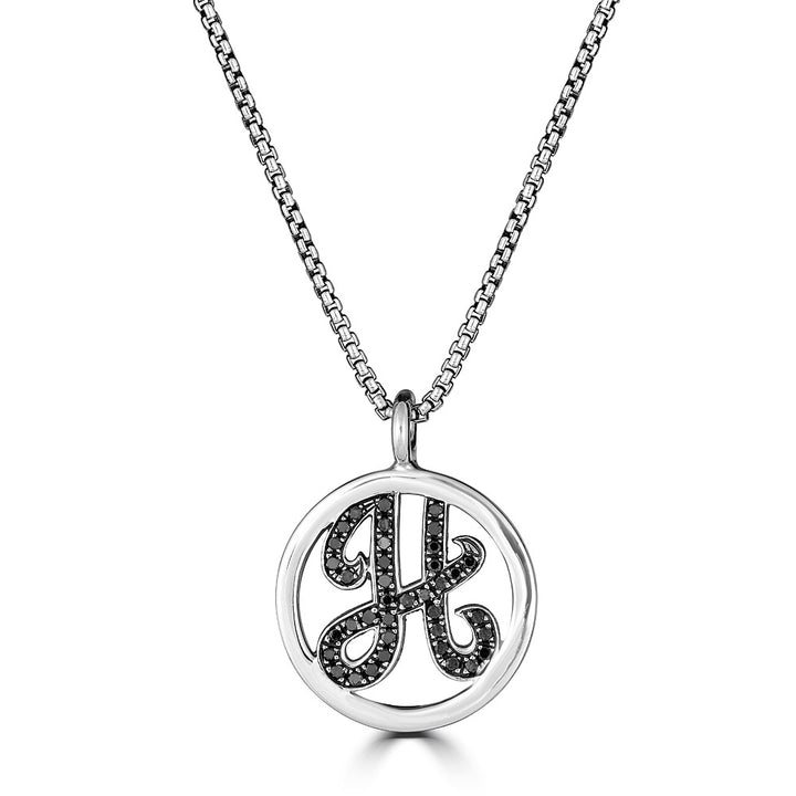 Black Diamond Monogram Initial Pendant Necklace