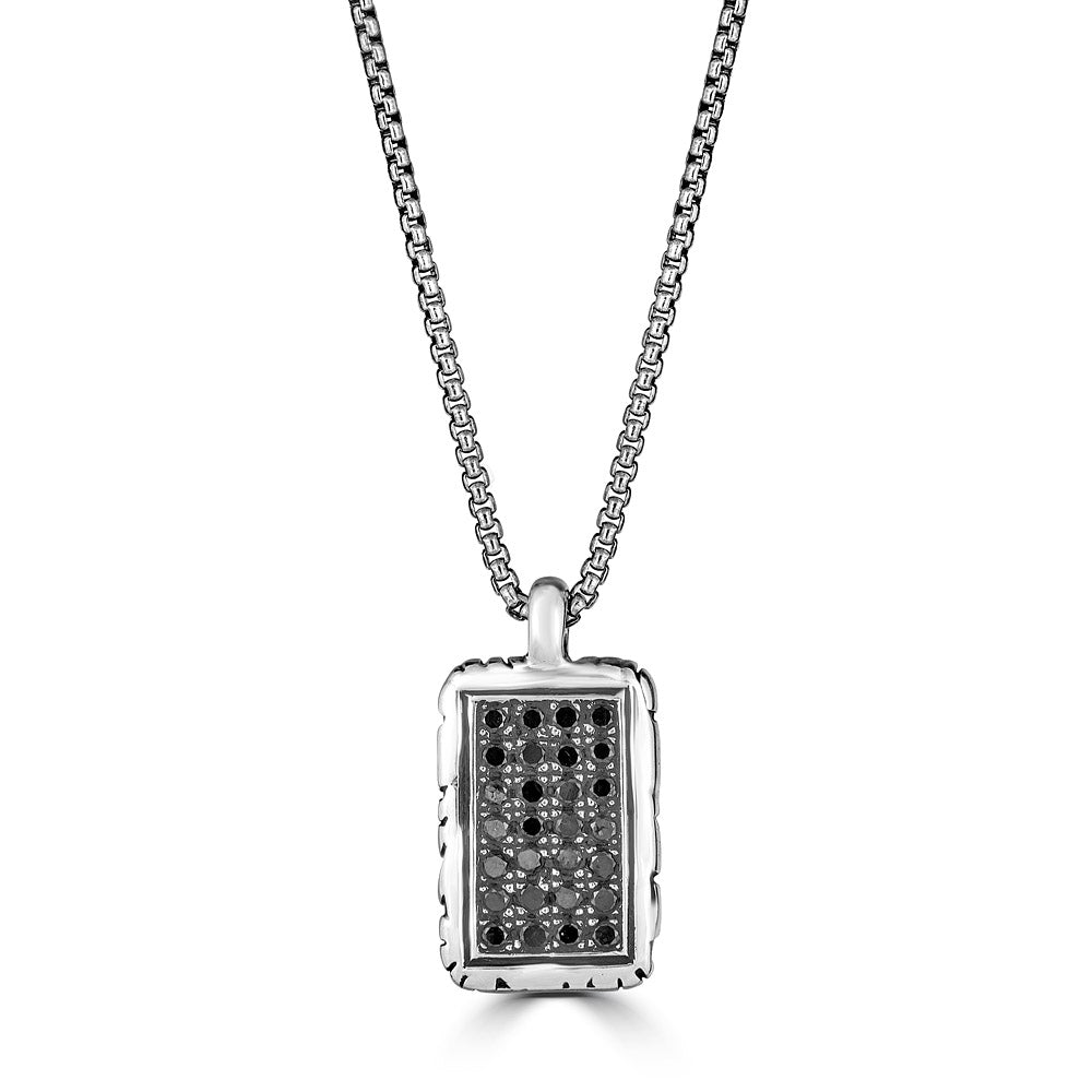 Small Black Diamond KeyDesign Tag Pendant Necklace