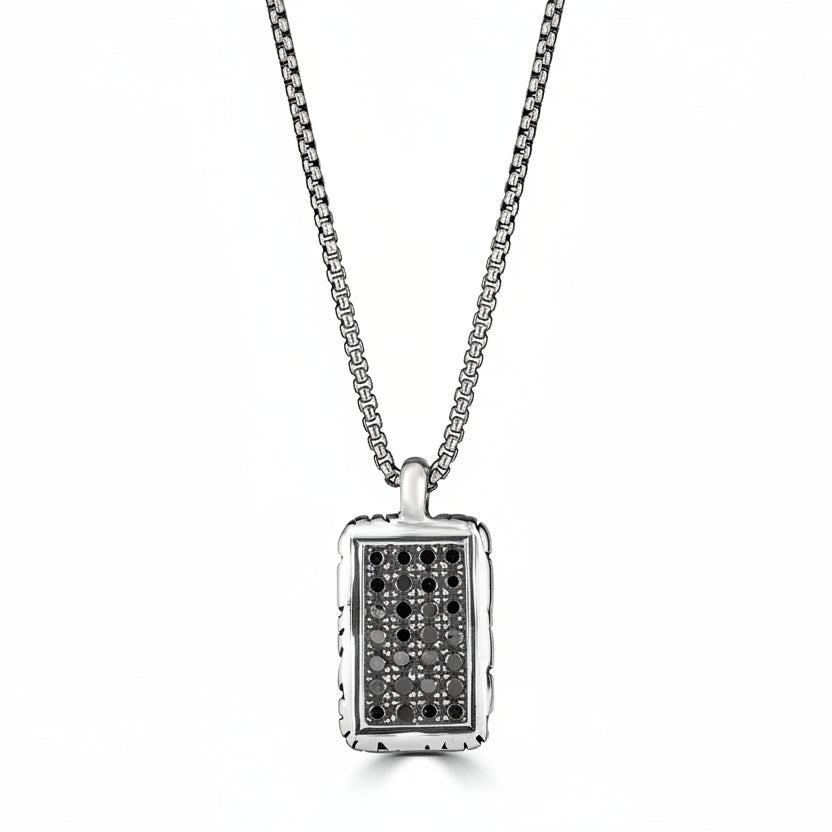 Mini Black Diamond KeyDesign Tag Necklace