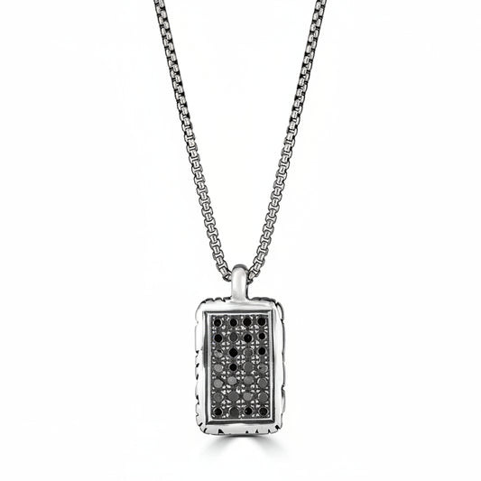 Mini Black Diamond KeyDesign Tag Necklace