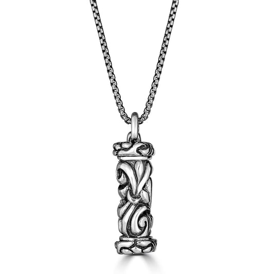 KeyDesign Cylinder Pendant Necklace In Sterling Silver