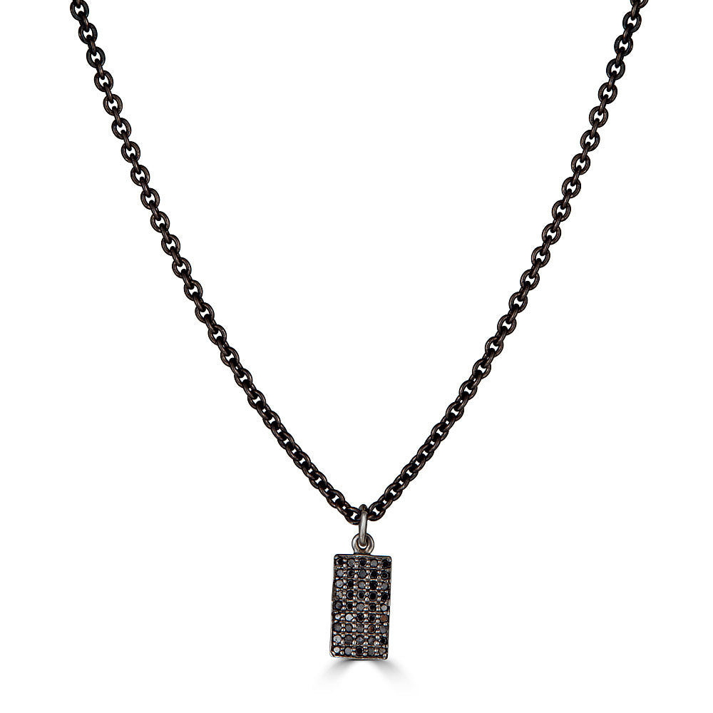 Mini Black Diamond Tag Pendant Necklace