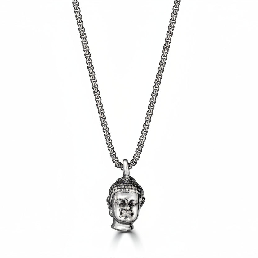 Mini Buddha Pendant Necklace In Sterling Silver