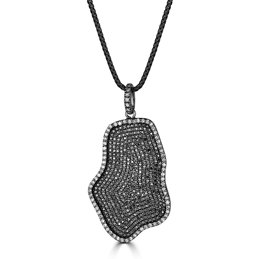 Black & White Diamond Organic Shape Pendant Necklace