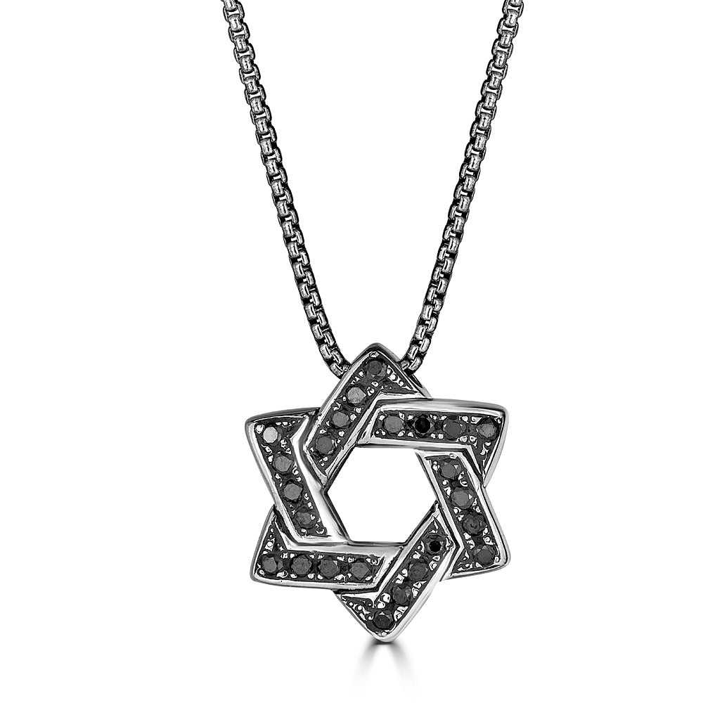 Black Diamond Star Of David Pendant Necklace