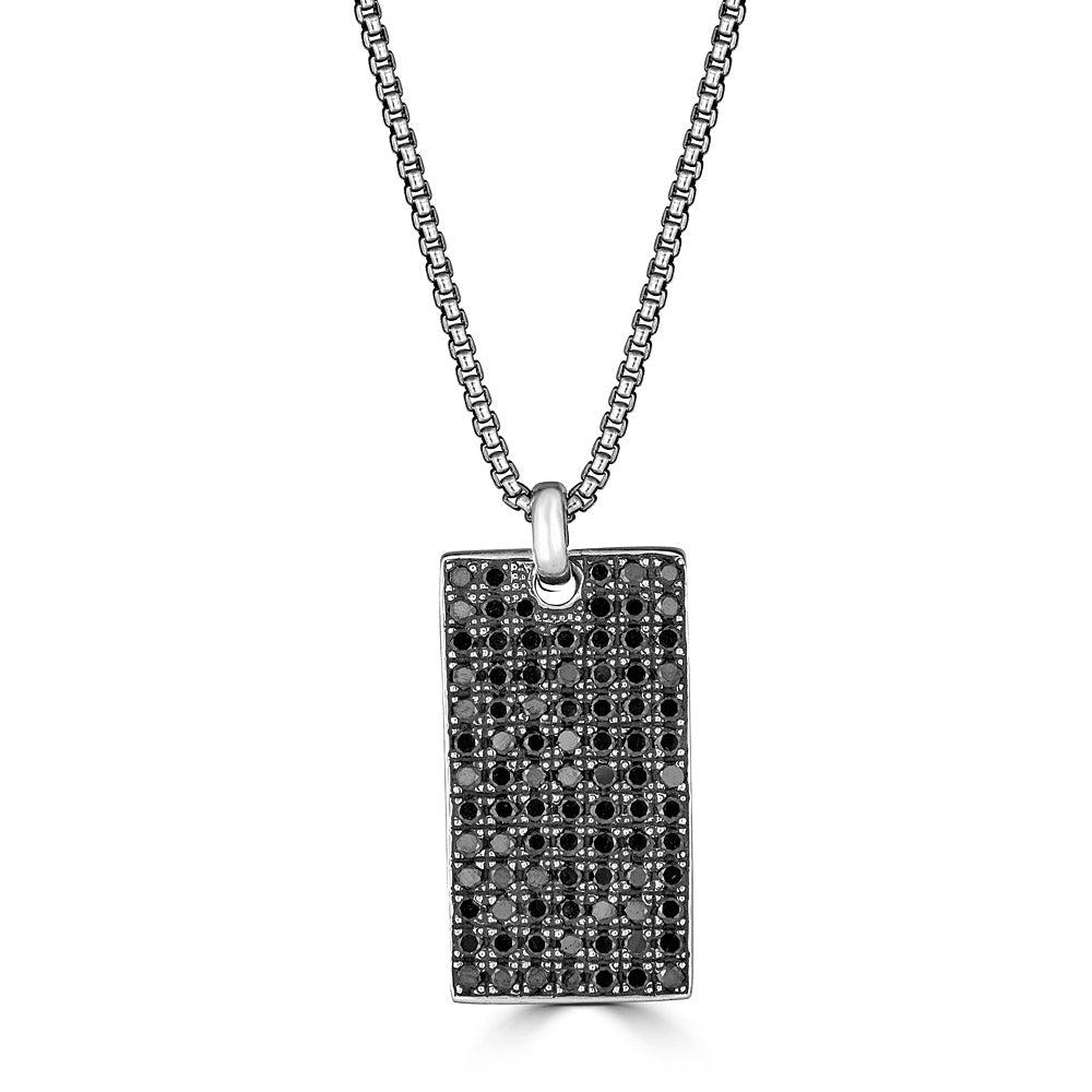 Small Black Diamond Tag Pendant Necklace