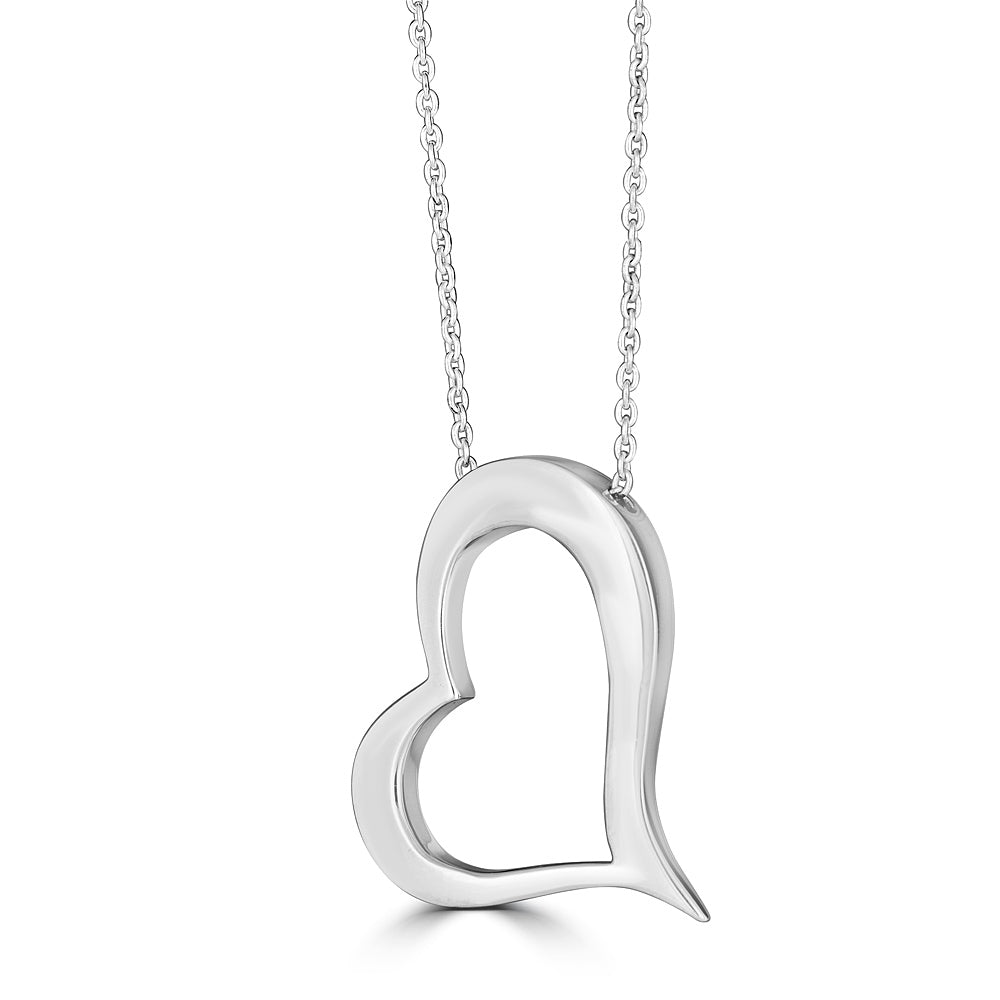 Tilted Open Heart Pendant Necklace