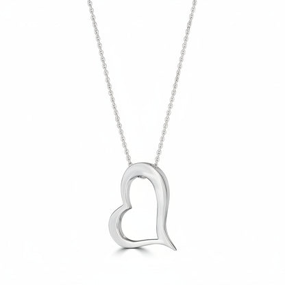 Tilted Open Heart Pendant Necklace