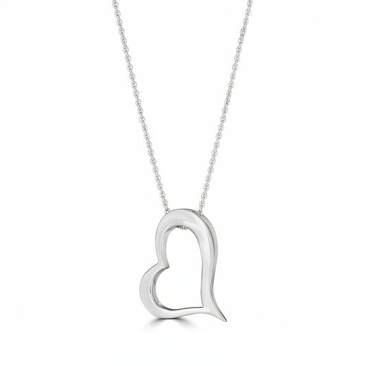 Tilted Open Heart Pendant Necklace