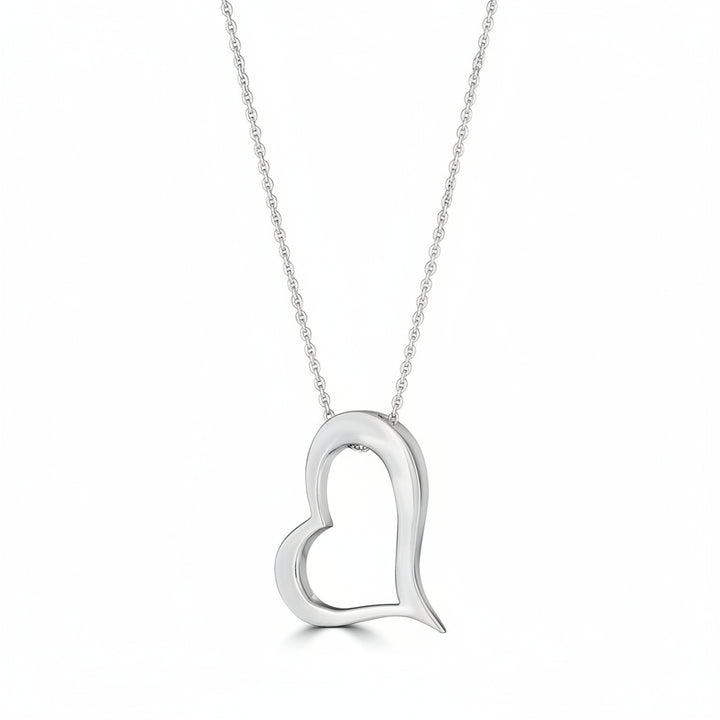 Tilted Open Heart Pendant Necklace