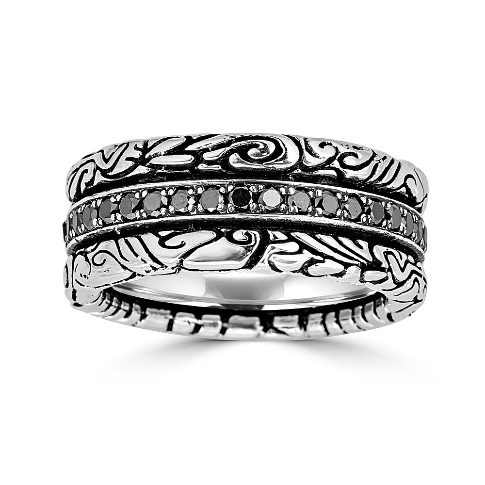 KeyDesign Black Diamond Single Row Band Ring