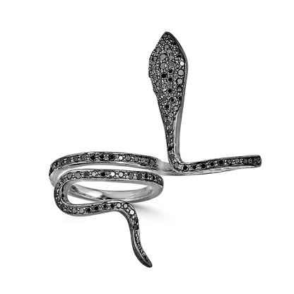 Black Diamond Double Finger Snake Ring