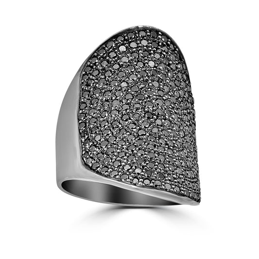 Black Diamond Pave Oval Ring