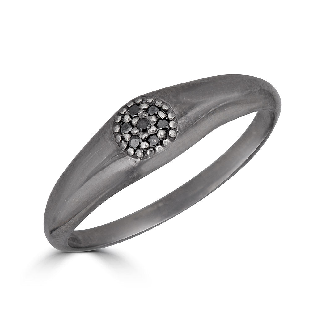 Small Round Pave Black Diamond Ring