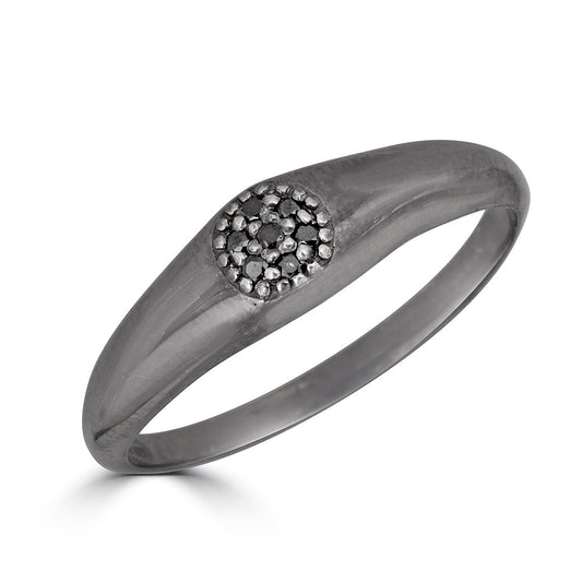 Small Round Pave Black Diamond Ring