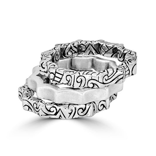 KeyDesign Wavy Stackable Three Ring Set