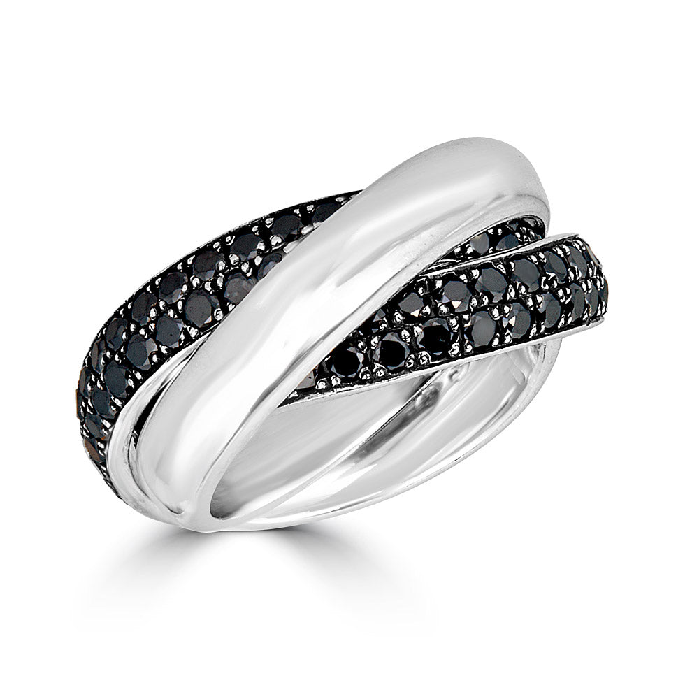 Double Interlocking Black Diamond Ring