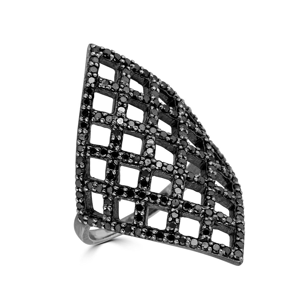 Black Diamond Leaf Ring