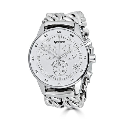 Round Chronograph Watch On Double Chain Bracelet