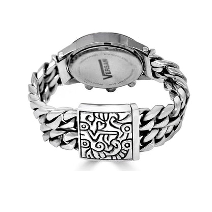 Round Chronograph Watch On Double Chain Bracelet