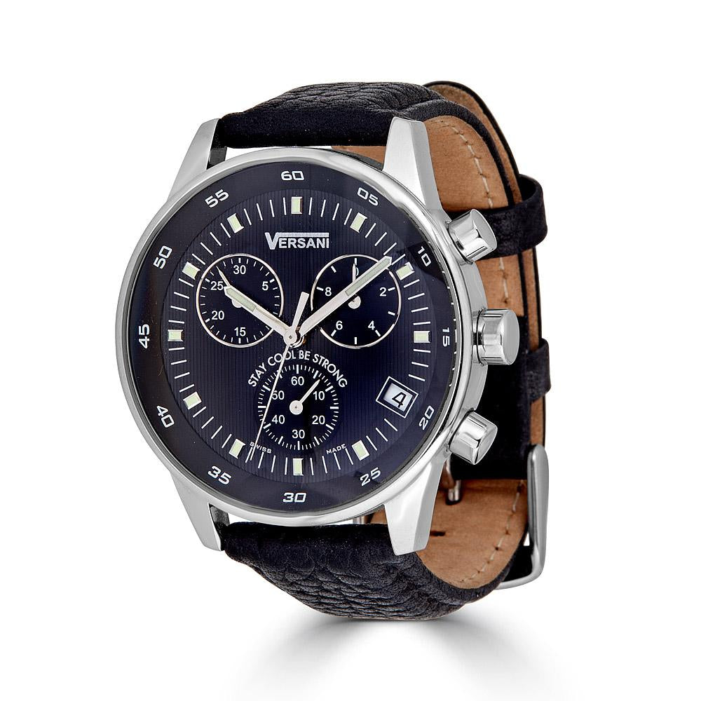 Round Chronograph Watch On Leather Band