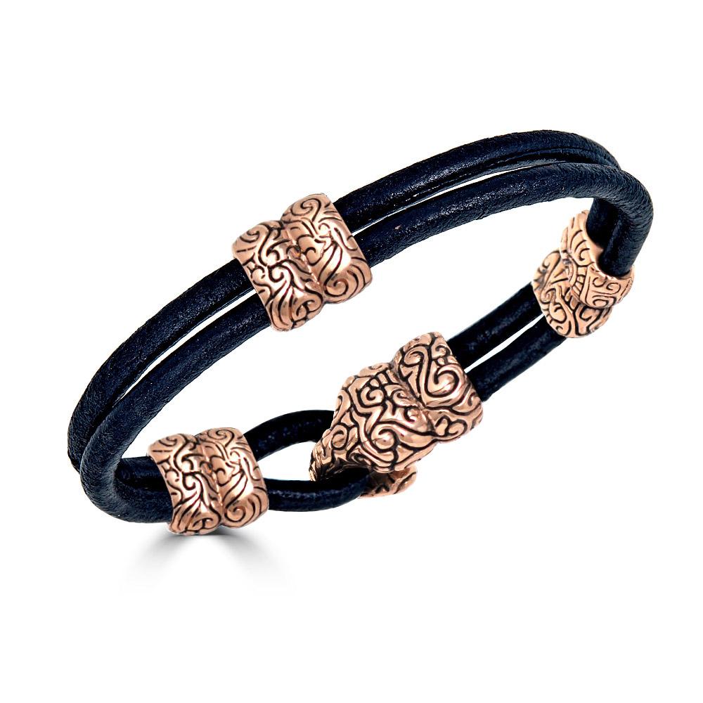 KeyDesign Leather Station Bracelet In Rose Gold