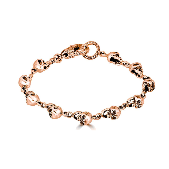 Small Gem Eyes Skull Link Bracelet In Rose Gold