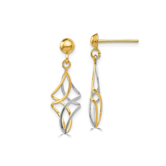 Gold Two-Tone Dangling Earrings