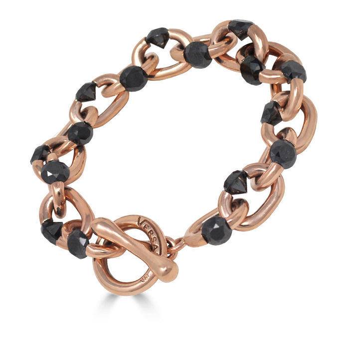 Large Black Diamond Rose Gold Tension Link Bracelet