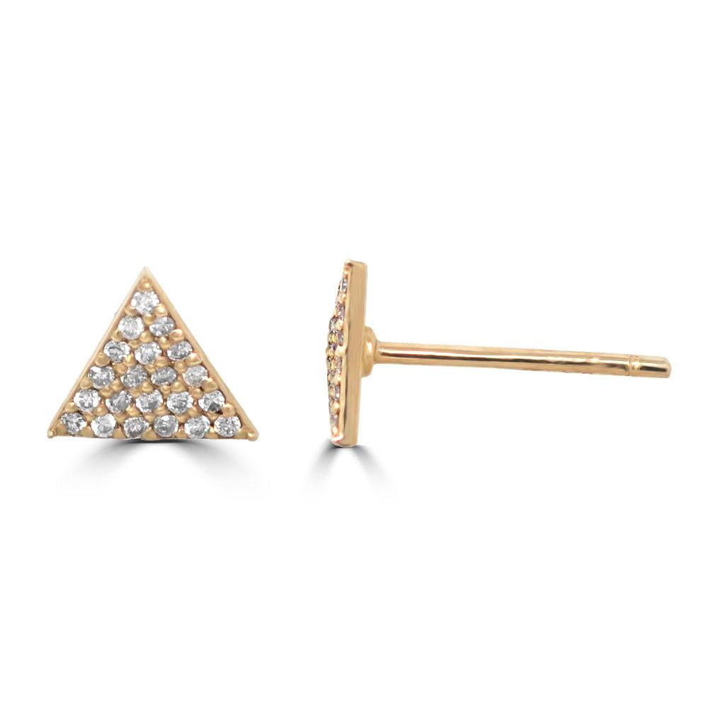 White Diamond Triangle Stud Earrings