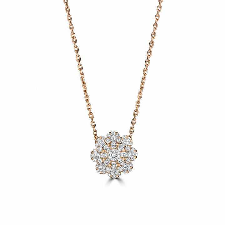 White Diamond Flower Pendant Necklace
