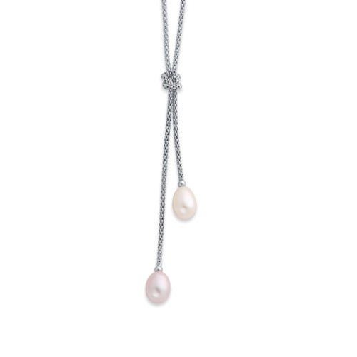 Double Drop Pearl Knotted Necklace