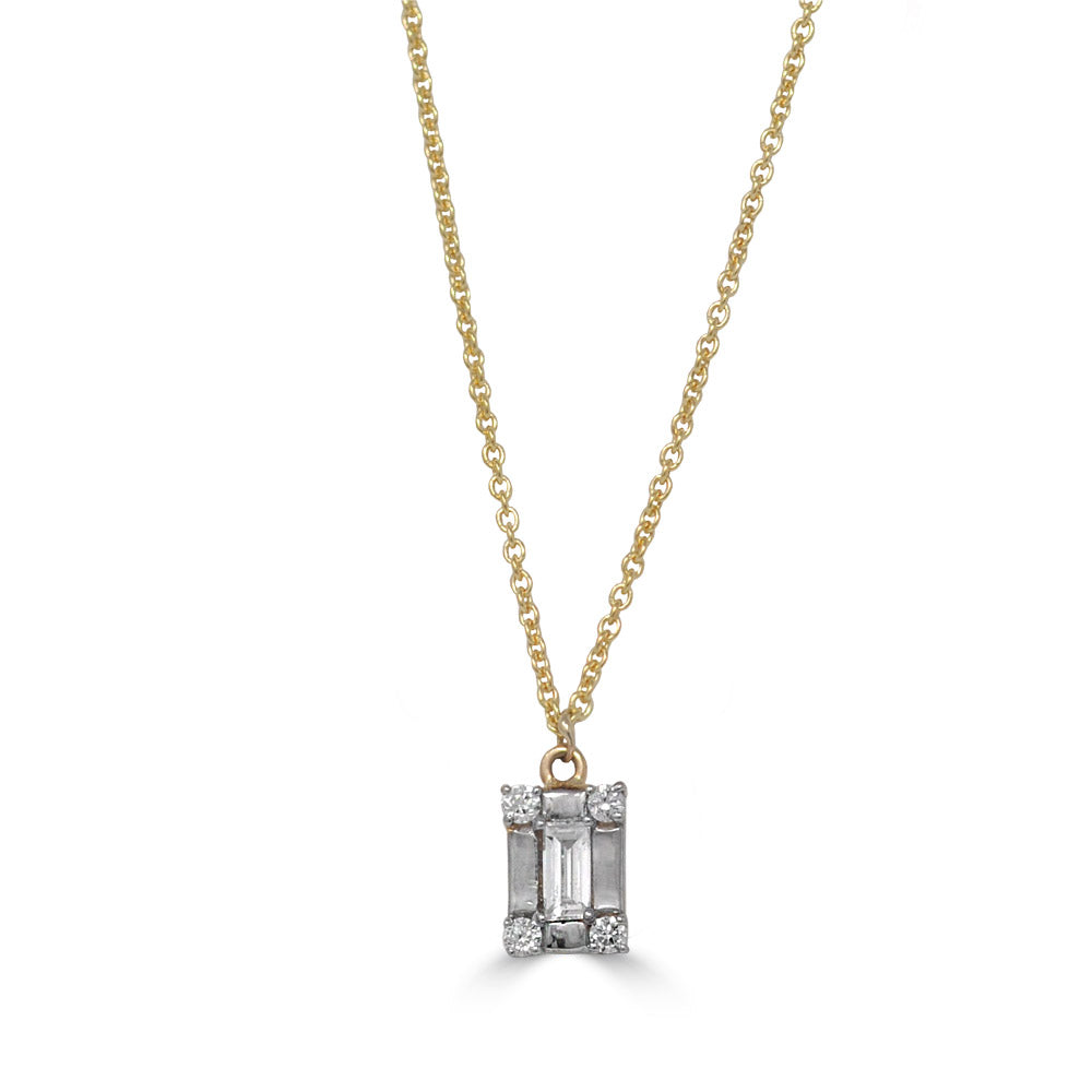 Mini Baguette Illusion Diamond Pendant Necklace