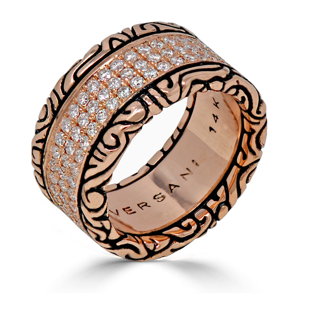 KeyDesign White Diamond Triple Row Band Ring