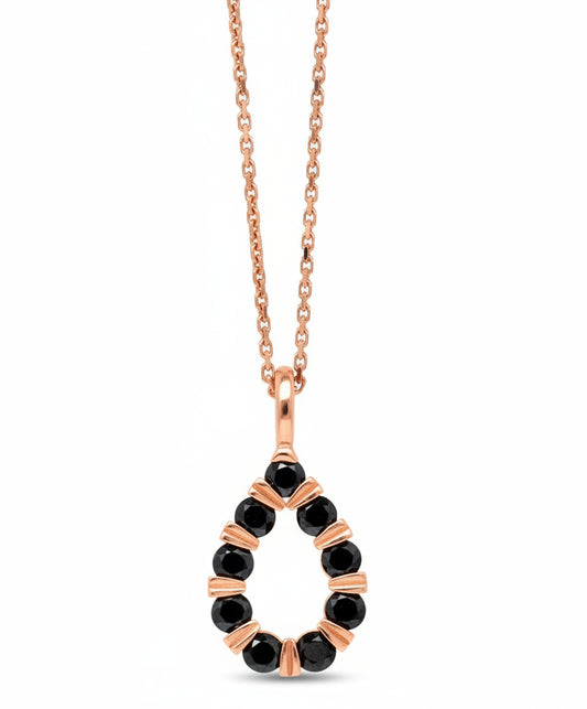 Black Diamond Tension TearDrop Pendant Necklace