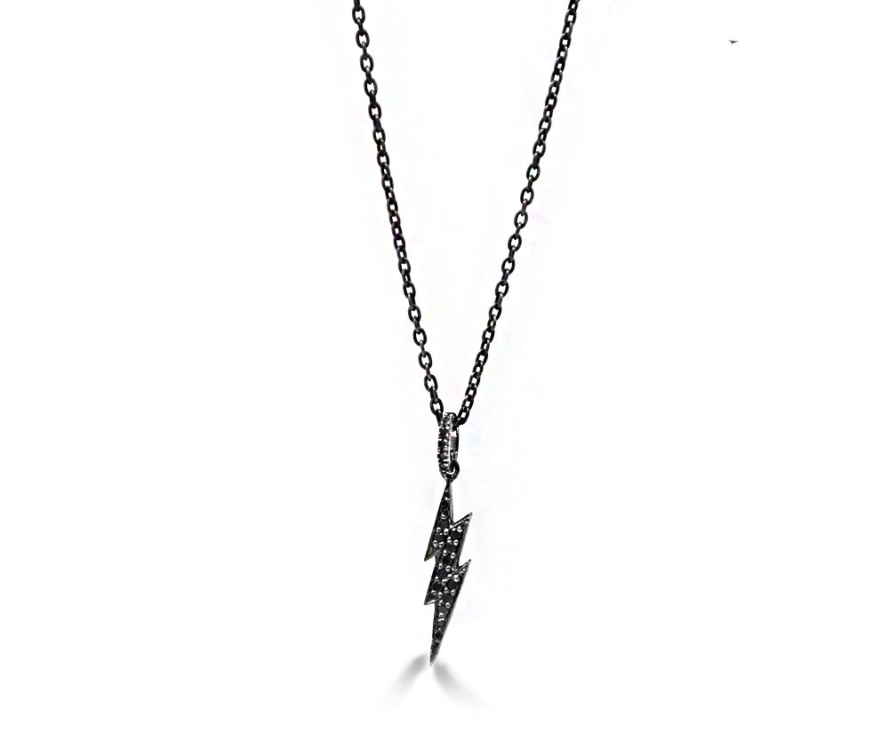 Small Black Diamond Lightning Pendant Necklace