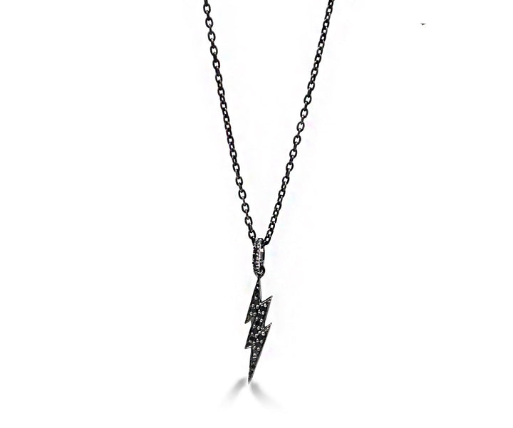 Mini Black Diamond Lightning Pendant Necklace