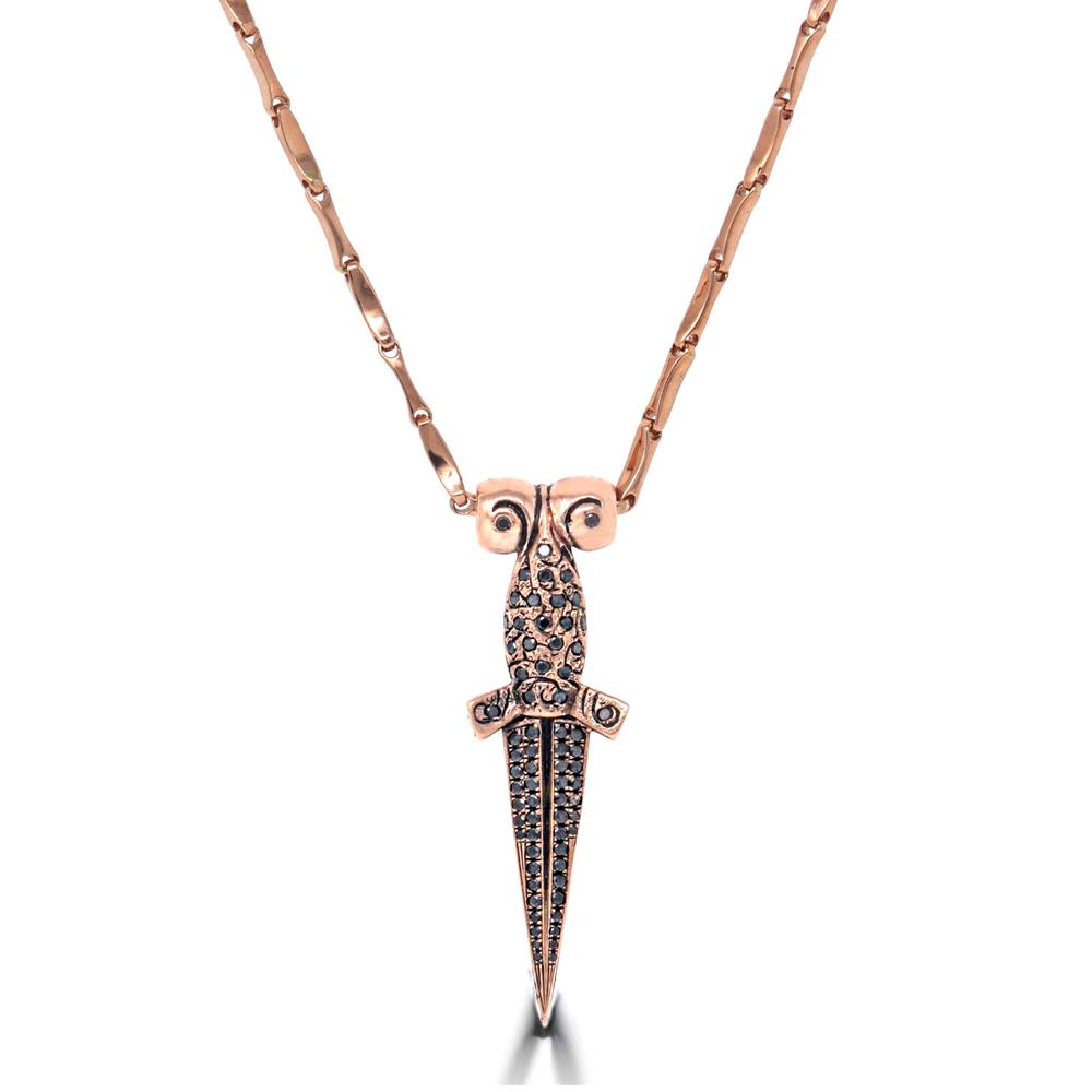 Black Diamond KeyDesign Dagger Pendant Necklace