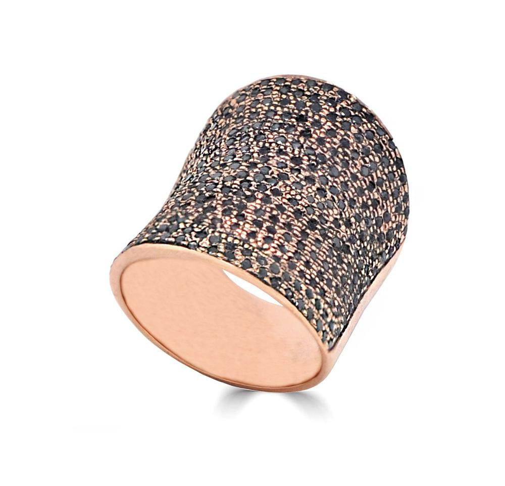 Pave Black Diamond Curved Ring